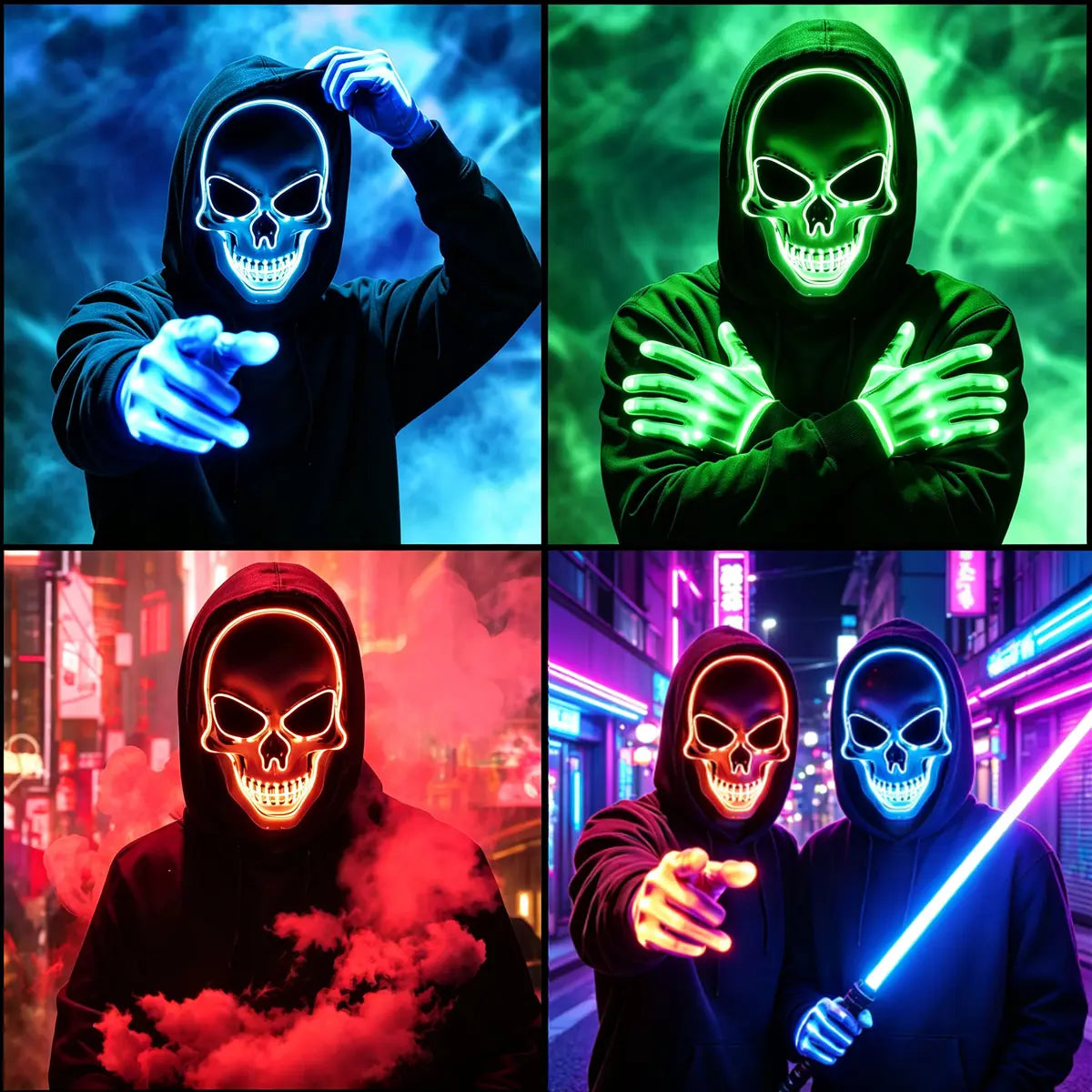 Halloween LED Skull Mask | Multicolor Light-Up Costume